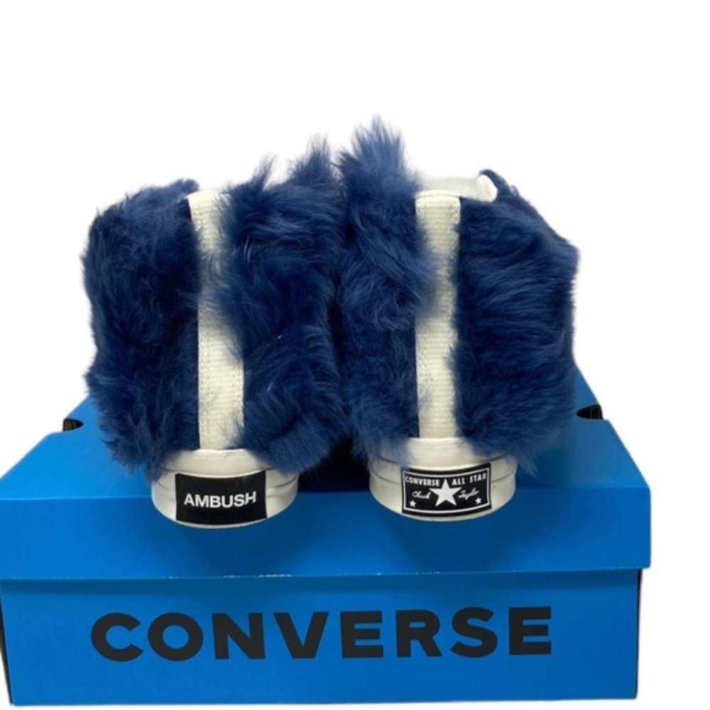 Converse Chuck 70 Fuzzy Hi Sneakers Shearling Wool Navy Blue Women Shoes 170587C - Picture 7 of 10